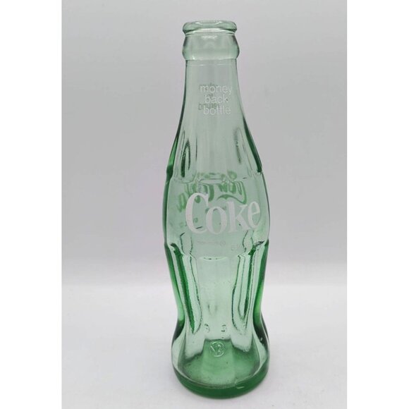 Green Coke Glass Bottle Vintage 6.5 Oz Coca-Cola Embossed Logo Money Back Text - Picture 6 of 13